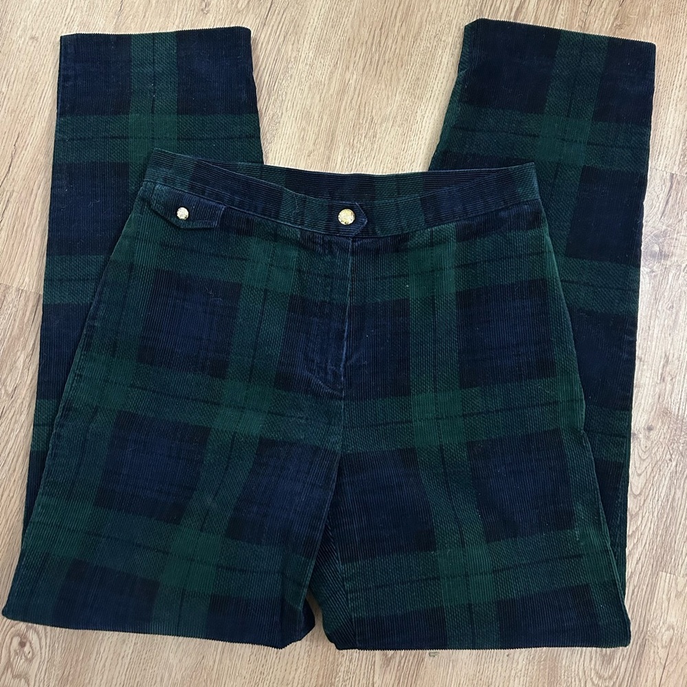 Ralph Lauren Green and Navy Plaid Corduroy Pants